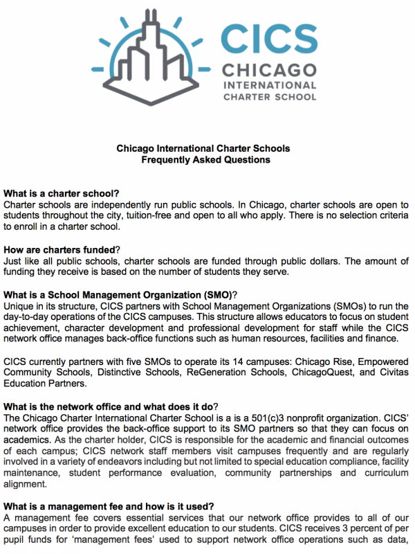 Chicago International Charter Schools: Frequently Asked Questions
